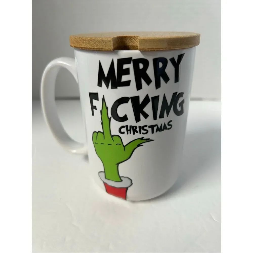 Grinch themed Merry Fcking Christmas-obscene gesture